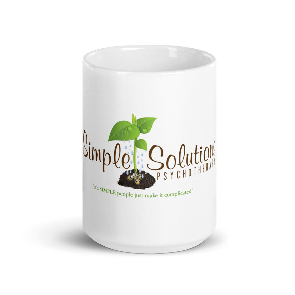 Simple Solutions Logo White glossy mug